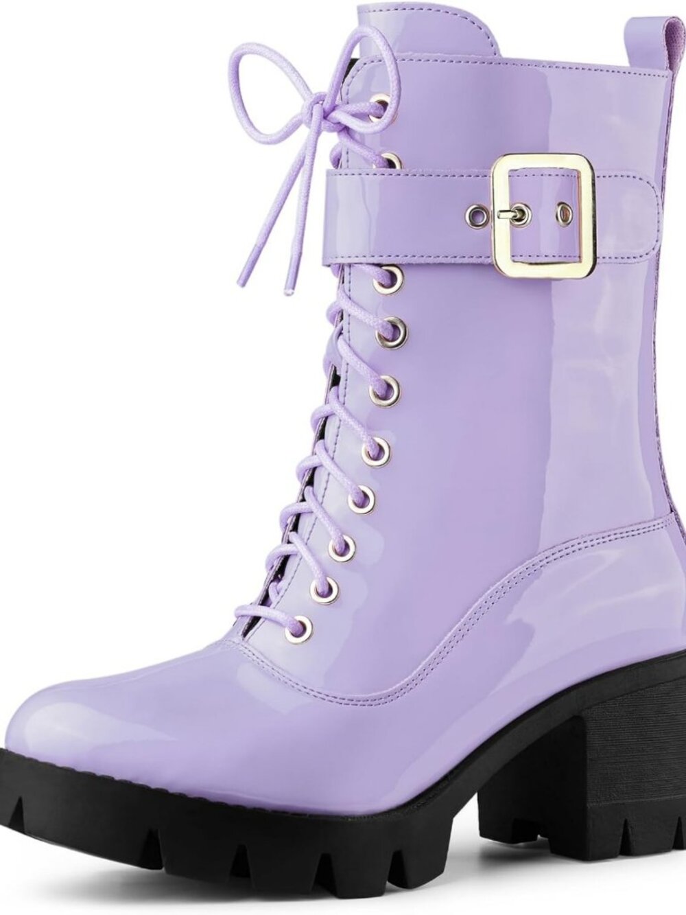 Stylish Women's Chunky Heel Combat Boots with Zip Closure & Platform Sole